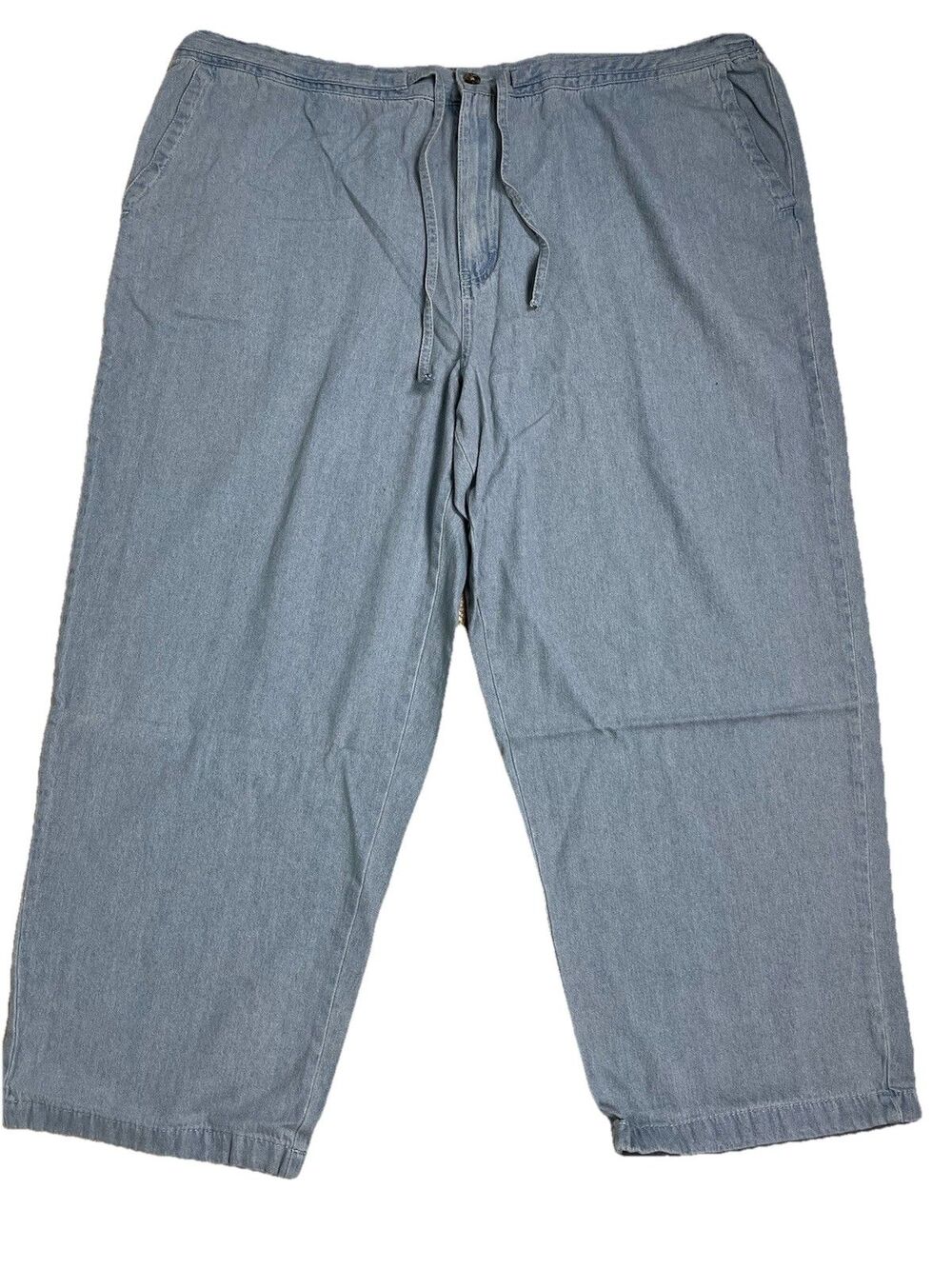Scandia Woods Men's 2XLS 45x27 Blue Denim Pants Elastic Waist Drawstring NWOT